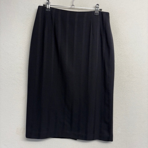 VTG Linda Allard Ellen Tracy Pencil MIDI Skirt Black 100% Wool 8 - Picture 1 of 8